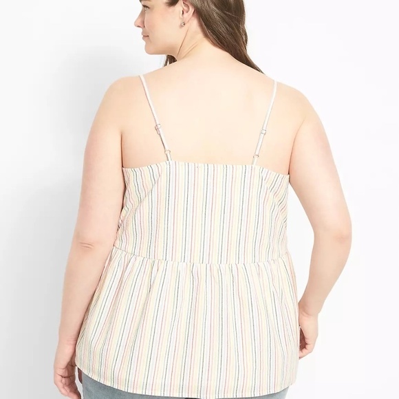 NWT LANE BRYANT White Multi Striped Button-Front Lined Cami Top Size 22 - Picture 2 of 13